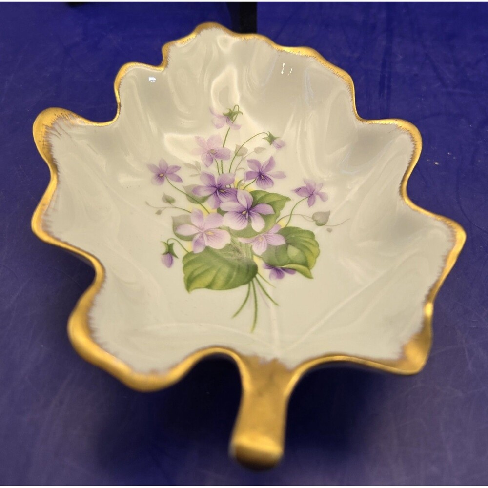 Trinket Dish Chamart Limoges France Hand Painted Violets 1940. B#24 - Picture 1 of 9
